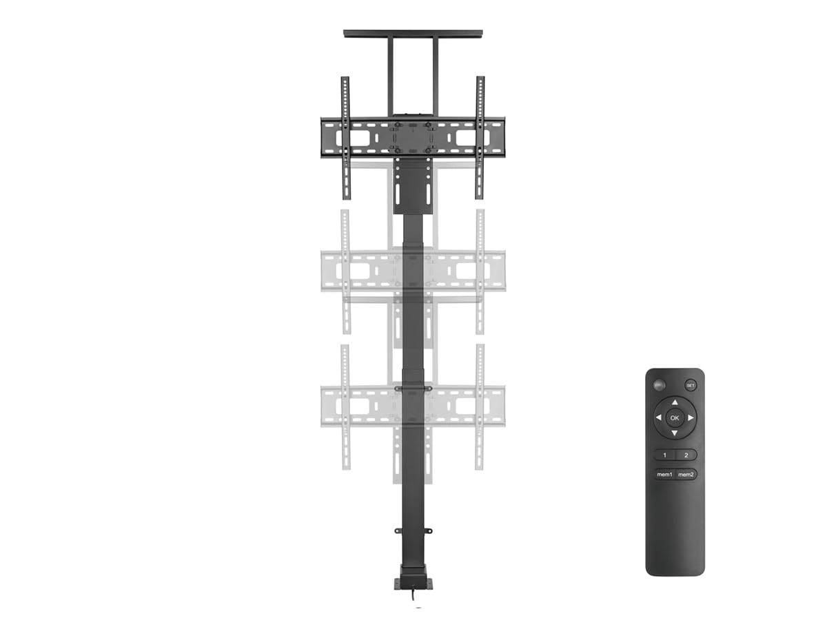 Monoprice Motorized TV Lift Stand for TVs Between 37in to 65in, Max Weight 110 Lbs, VESA Capability Up to 600x400, Includes RF Remote Control,