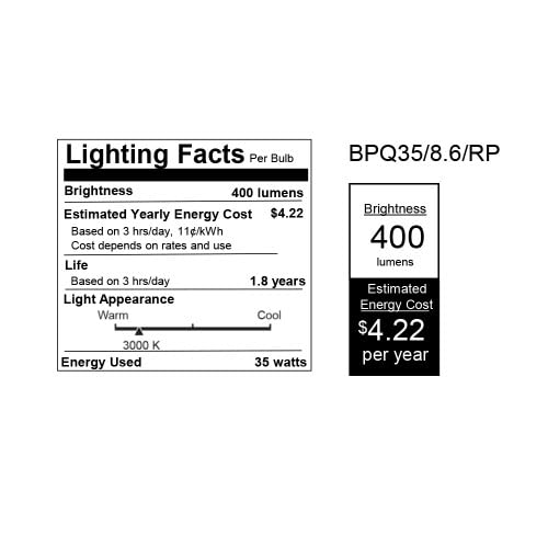 Feit Electric BPQ35/8.6 35-Watt T4 JCD Halogen Bulb with Bi-Pin Base, Clear, 3000K (Warm White), 1.8" H x 0.5" W (BPQ35/8.6/RP)