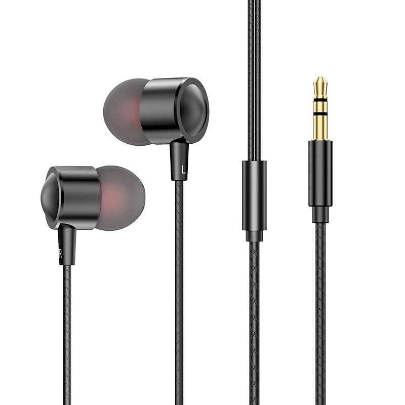 Accessonico Long Wired Headphones Earbuds Cord Earphones for TV PC (10FT 3Meter) Extra Cable in-Ear for 3.5mm Audio Stereo Headset Noise Cancelling