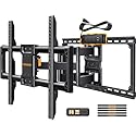 Perlegear Full Motion TV Wall Mount with Power Strip for 42-90 Inch TVs up to 150 lbs, Pre-Assembled TV Mount Has Smooth Swivel, Tilt, Extension, Max