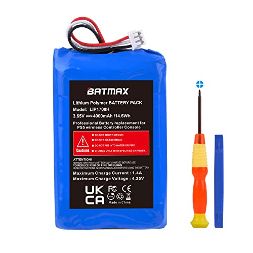 Batmax 4000mAh LIP1708 Battery for Sony PS5 PlayStation 5 Dual Sense Controller CFI-ZCT1W Gamepad