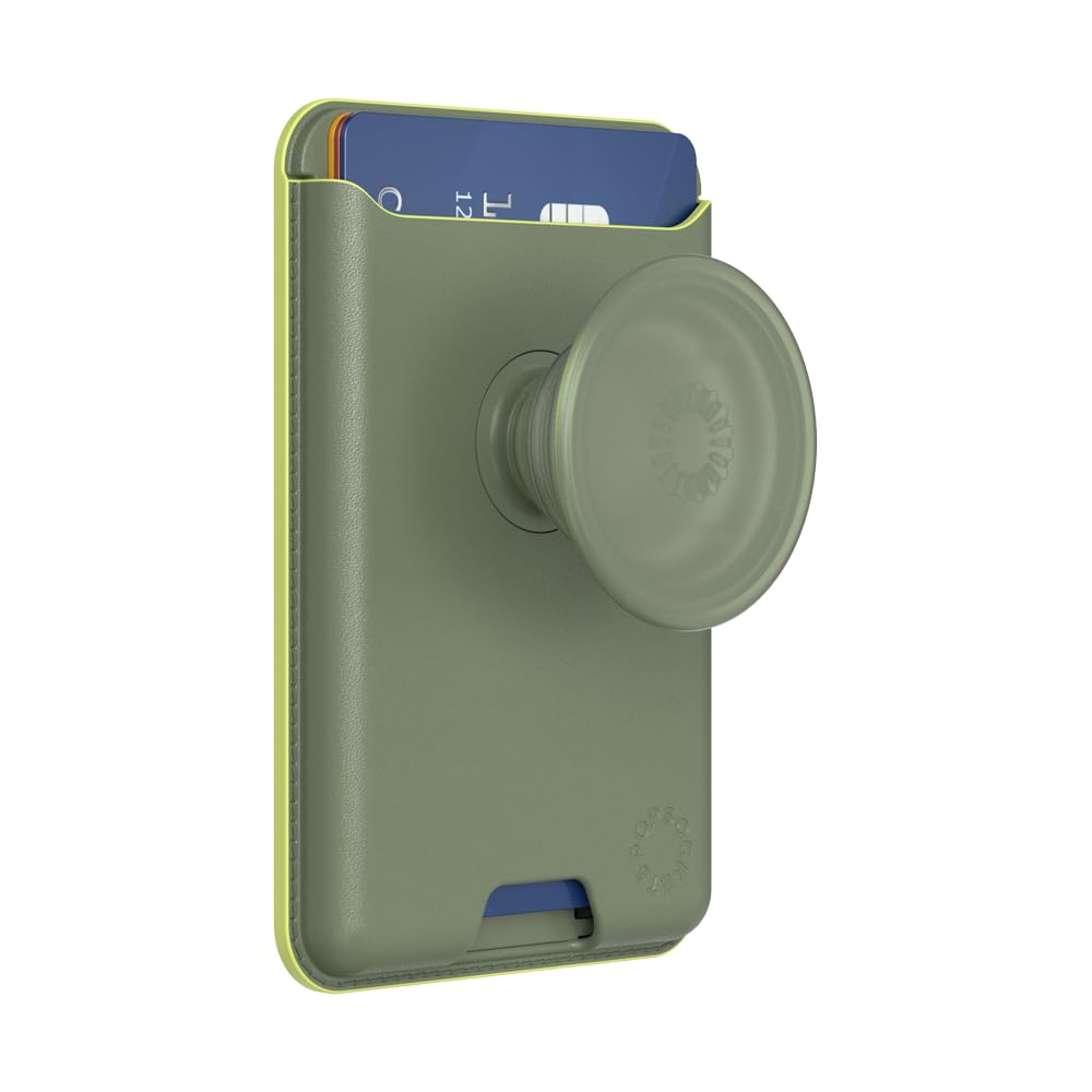 PopSockets Phone Wallet for MagSafe, Phone Card Holder with Grip, Green - Eucalyptus
