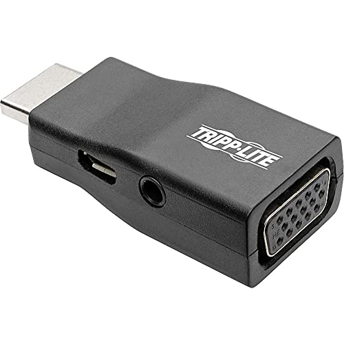 Tripp Lite Compact HDMI to VGA Adapter, 3.5mm Audio Port, 1080p Video, for use with Computers, Laptops, Chromebooks, Raspberry Pi Projectors & More