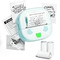 NDYIN Sticker Printer, PrintPods Mini Printer, Bluetooth Portable Sticker Maker with 3 Rolls Paper, Print Pod Inkless Thermal Printer for iPhone