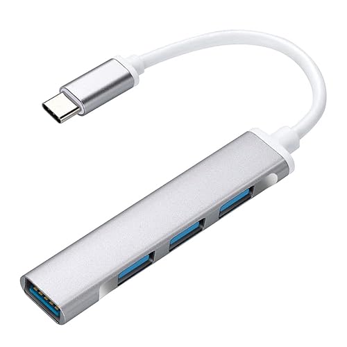 JacobsParts USB-C Type C to USB 3.0 4 Port Hub Splitter for MacBook Pro/Air, iPad, PC, Chromebook, Phone (Silver)