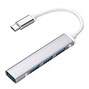 JacobsParts USB-C Type C to USB 3.0 4 Port Hub Splitter for MacBook Pro/Air, iPad, PC, Chromebook, Phone (Silver)