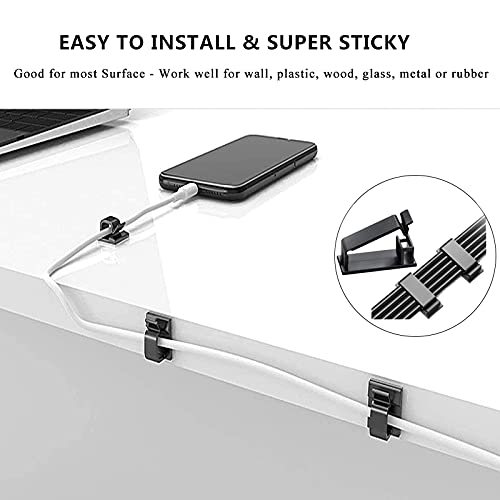 Cord Management Organizer Kit 4 Cable Sleeve split with 41Self Adhesive Cable Clips Holder, 10pcs and 2 Roll Self Adhesive tie and 100 Fastening Cable