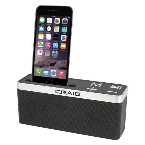 Craig CMA3690 Portable Bluetooth Speaker with Built-in Phone Cradle in Black