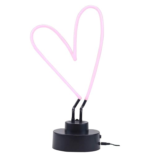 Chi-buy Real Glass Neon Sculpture Heart Neon Light Neon Sign 39cm x 21.5cm x 13.7cm Neon Lamp (Heart) (Pink)