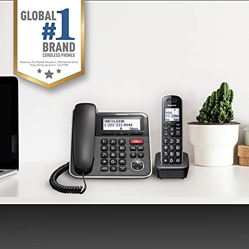 Panasonic Expandable Corded/Cordless Phone System with Answering Machine and One Touch Call Blocking - 1 Handset - KX-TGB850B (Black)