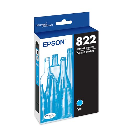 EPSON 822 DURABrite Ultra Ink Standard Capacity Cyan Cartridge (T822220-S) Works with WorkForce Pro WF-3820,3823, 4820, 4830, 4833, 4834