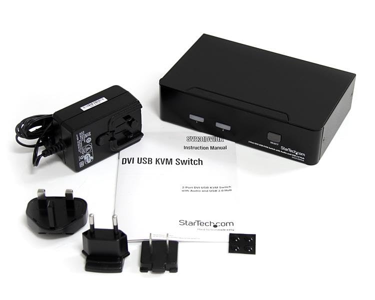 StarTech.com 2 Port DVI KVM Switch - USB DVI - Hot-key & Audio Support - 1920x1200 KVM Switch - KVM Video Switch , TAA (SV231DVIUA)