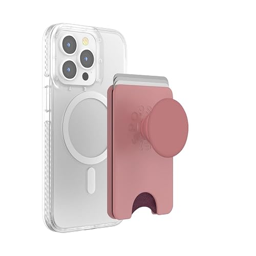 PopSockets Phone Wallet for MagSafe, Phone Card Holder with Grip, Pink - Clay