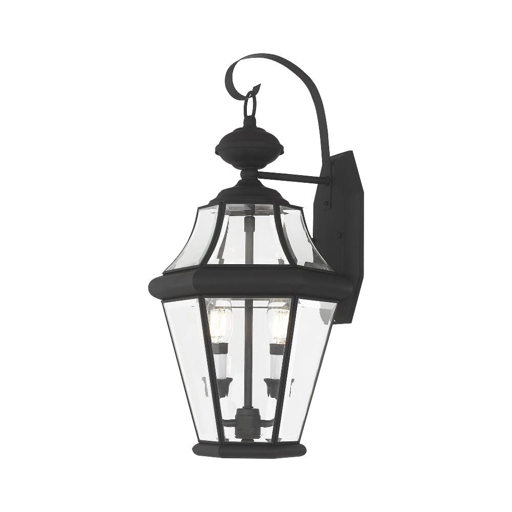 Livex Lighting 2261-91 Georgetown 2 Light Outdoor Wall Lantern, Brushed Nickel