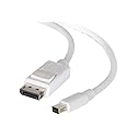 C2G Mini Display Port to Display Port Adapter, Male to Male, White, 6 Feet (1.82 Meters), Cables to Go 54298