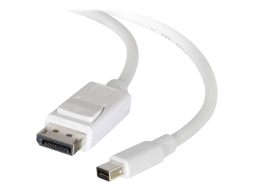 C2G Mini Display Port to Display Port Adapter, Male to Male, White, 6 Feet (1.82 Meters), Cables to Go 54298