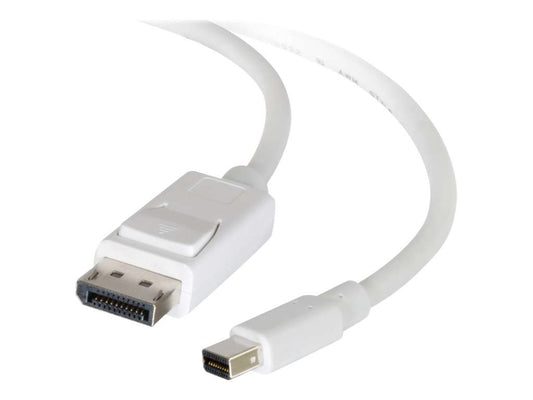 C2G Mini Display Port to Display Port Adapter, Male to Male, White, 6 Feet (1.82 Meters), Cables to Go 54298