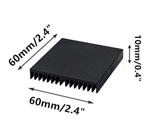 LuoQiuFa Aluminum Heatsink 60 x 60 x 10 MM / 2.4''x 2.4''x 0.4'' Circuit Board Heat Sink Heatsink Cooling Cooler Fin (Black,2pcs)