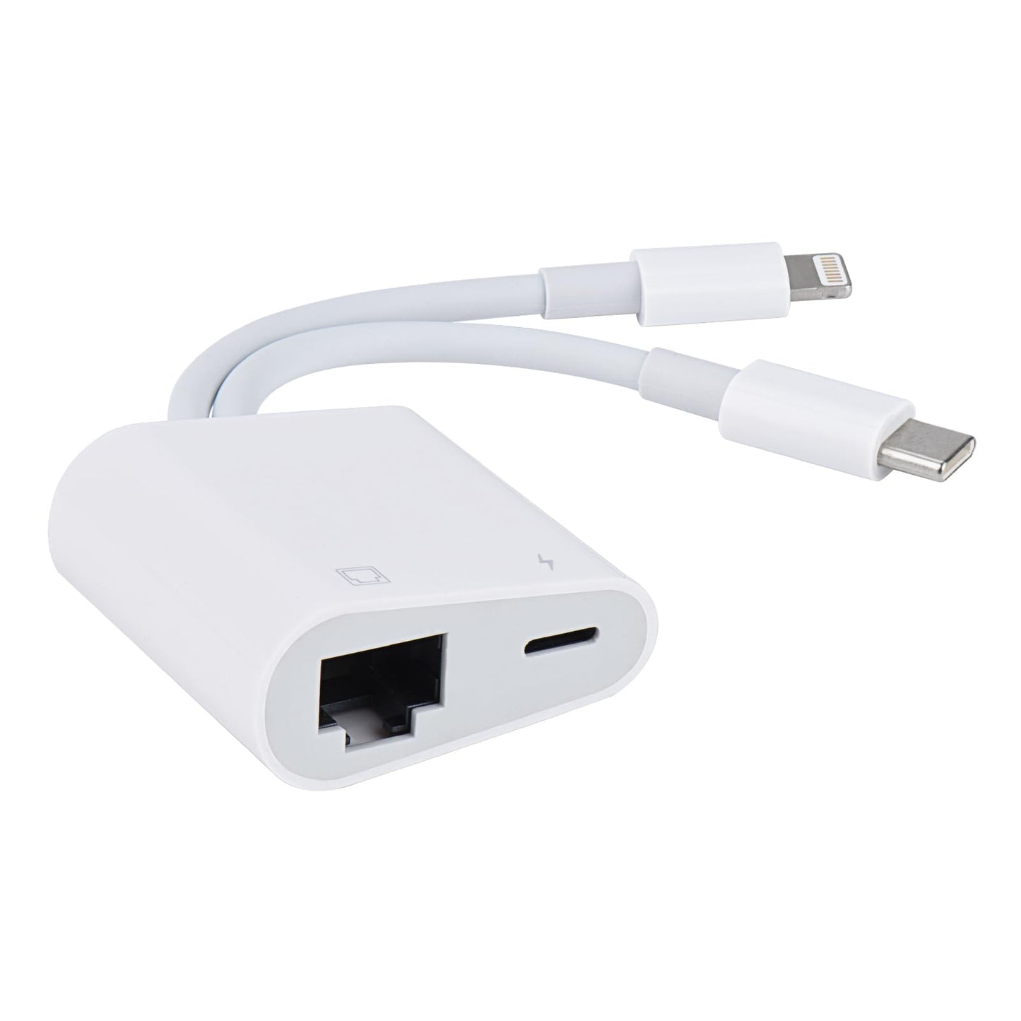 Lightning and USB C to Ethernet Adapter,2 in 1 RJ45 Ethernet LAN Network Adapter with Charge Port Compatible with iPhone/iPad/iPod/Samsung