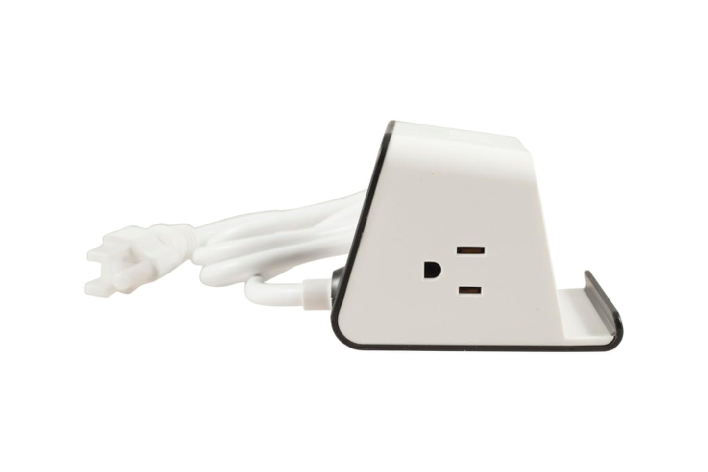 Extension Cord Surge Protector Power Strip with 2 AC Outlets, 3 USB Ports, Fireproof Material, Sturdy Design, Phone Holder, Anti-Slip Foot Pads