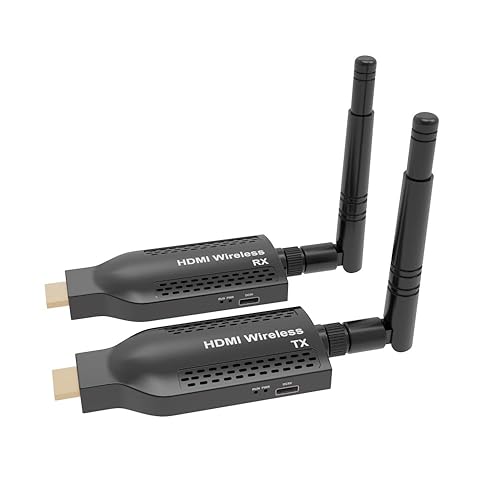 EXVIST Portable Wireless HDMI Transmitter & Receiver Kit - 492t Long Range, 1080P HD Streaming, Plug & Play for TVs/Projectors - Ideal for Home