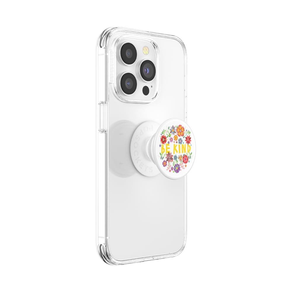 PopSockets Adhesive Phone Grip, Holder, Phone Stand, Flower - Be Kind Embroidery
