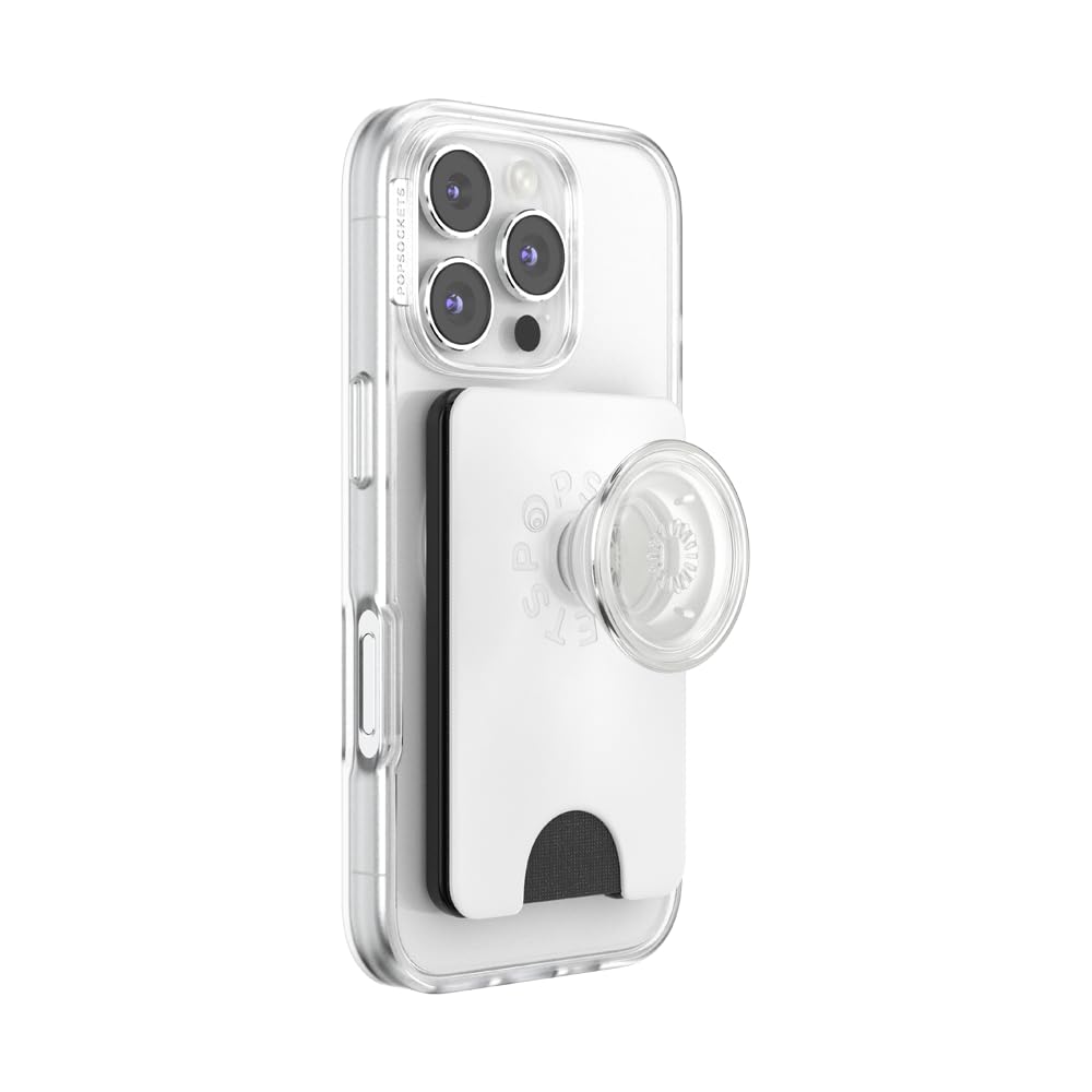 PopSockets Kick-Out Wallet for MagSafe, Adjustable Kickstand, Magnetic Stand - White