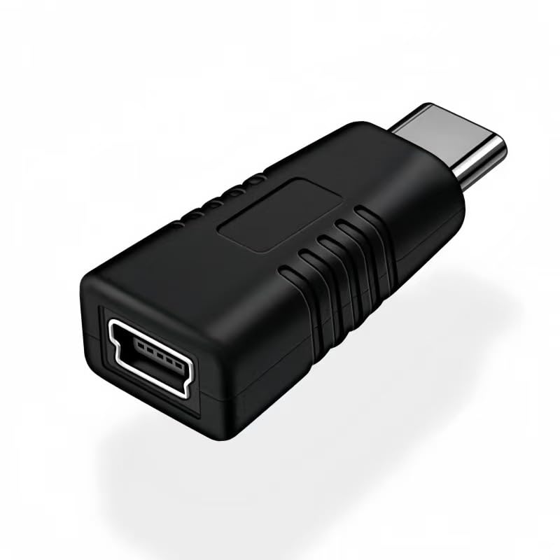 Earsinger USB Type C to Mini USB Adapter Type C Male to Mini USB Female Adapter Suitable for in Car Dashcam, Camera Laptop Digital MP3/4/5 Player GPS…