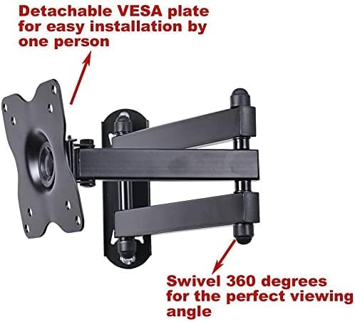 VideoSecu Swivel Tilt Single Arm Computer Monitor Wall Mount for 19" 20" 22" 23" 24" 26" 27" 29" 32" 37" 39" LCD LED Monitors ML12B