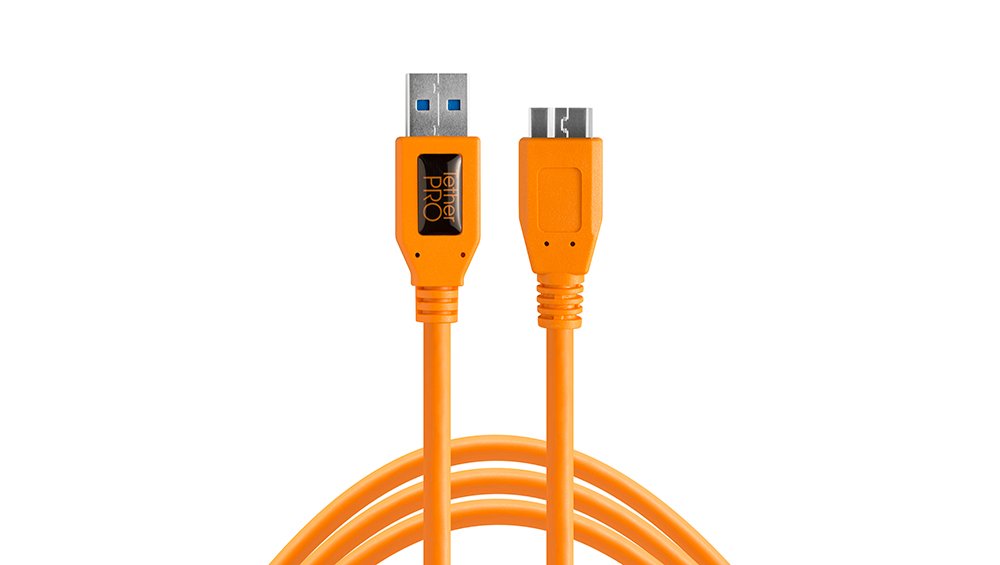 Tether Tools TetherPro USB 3.0 to Micro-B Cable | for Fast Transfer and Connection Between Camera and Computer | High Visibility Orange | 15 Feet (4.6