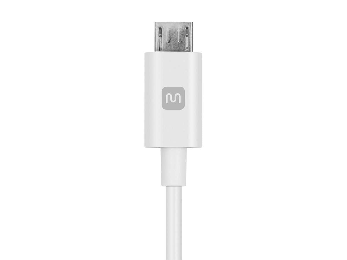 Monoprice USB Type-A to Micro Type-B Cable - Polycarbonate Connector Heads, 2.4 Amp, 22/30AWG, 3 Feet, White - Select Series, 3ft