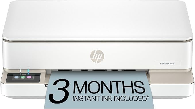 HP Envy 6165e Wireless All-in-One Color Inkjet Printer, Portobello, Print, scan, Copy, Duplex Printing Best-for-Home, 3 Month Instant Ink Trial
