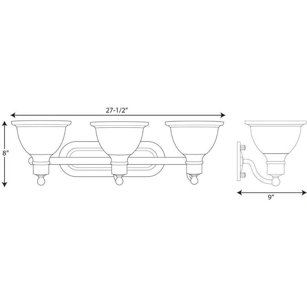 Progress Lighting P3163-20 3-Light Wall Bracket with White Etched Glass, Antique Bronze
