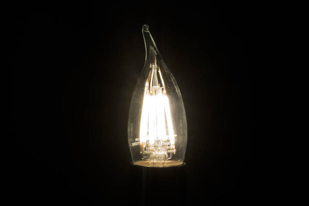 Bulbrite 776560 LED4CA10/27K/FIL 4W LED CA10 Flame-Tip Chandelier Bulb, Warm White