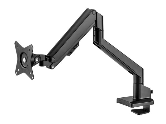 Monoprice Low Profile Single Monitor Gas Spring Desk Mount - Up to 32in/19.8 lbs Screens, Detachable VESA 100x100/75x75 Plate, 180 Degree Wall Stop