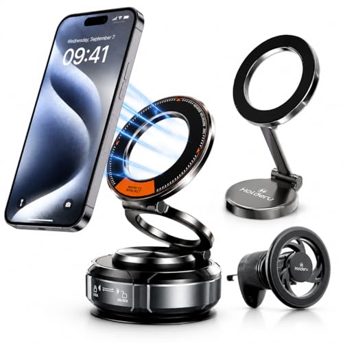 Magnetic Car Phone Mount for MagSafe - 3 Holder Bundle (Dashboard, Air Vent & Steering Side) Strong Magnetic Hold with Premium Build Quality - Car