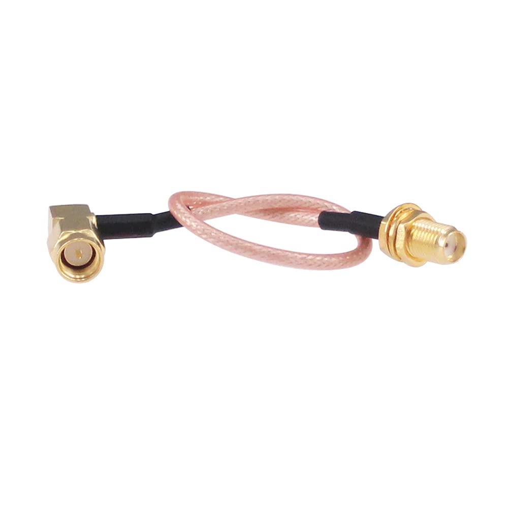 RFaha 3pcs RF coaxial Coax Assembly SMA Female to SMA Male Right Angle 15cm 6in FPV Antenna Extension Cable(F02-3)