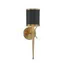 Savoy House 9-9944-1-143 Quincy Modern Vintage Traditional Metal Wall Sconce, 1-Light 60 Watt, 19" H x 5" W, Matte Black with Warm Brass
