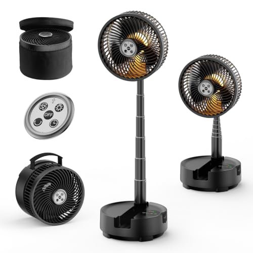 Socool 20000mAh 8 Inch Portable Fan Battery Operated Fans, Oscillating Charging Fan, Remote Control LED Light, 97.5 Hours Portable Foldable Fans