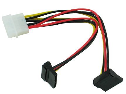 okgear 8 inch 4pin molex to Dual 90 Degree SATA 15pin Power Adapter Splitter