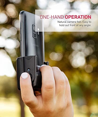 Adonit Photogrip (Black) Shutter Remote Bluetooth Selfies Included Tripod, Travel Case, Mini Stylus. Smartphone HandGrip Camera Stable Shots