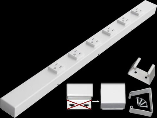 24” Hardwired Power Strip (NO Power Cord), 6 Vertical Outlets (NOT Tamper Resistant), NO Ears (Without mounting tabs on Both Ends), 15A (NOT a 20 Amp
