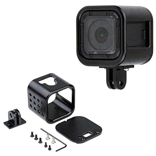 CNC Aluminum Alloy Housing Sport Camera Shell Box Frame Mount Prevent Overheating Case for GoPro Hero 5 Session/Hero 4 Session(Black)