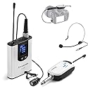 Alvoxcon Wireless Headset Lavalier Microphone System Wireless Lapel Mic Best for iPhone, DSLR Camera, PA Speaker, YouTube, Podcast, Video Recording