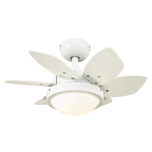 Ciata Small Ceiling Fan With Light, 24 Inch Quince Indoor Ceiling Fan in White Finish with Dimmable LED Light Fixture in Opal Frosted Glass