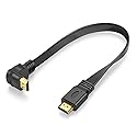 URWOOW Flat Slim High Speed HDMI Male to Male Extension Cable 90 Degree Down Angle (1 Feet) Adapter Converter Cable