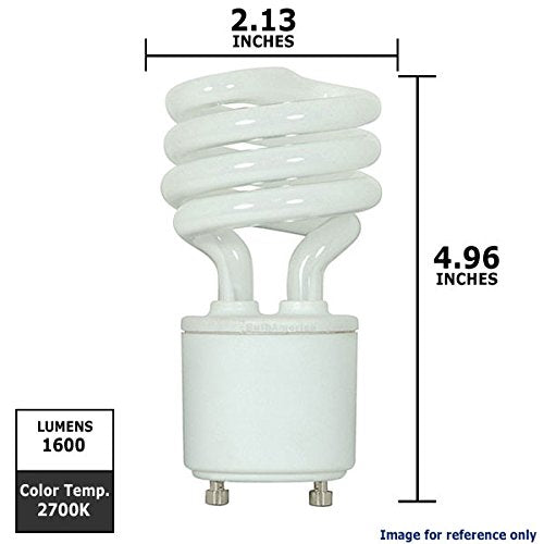 Satco S8206 23 Watt (100 Watt) 1600 Lumens Mini Spiral CFL Soft White 2700K GU24 Base Light Bulb