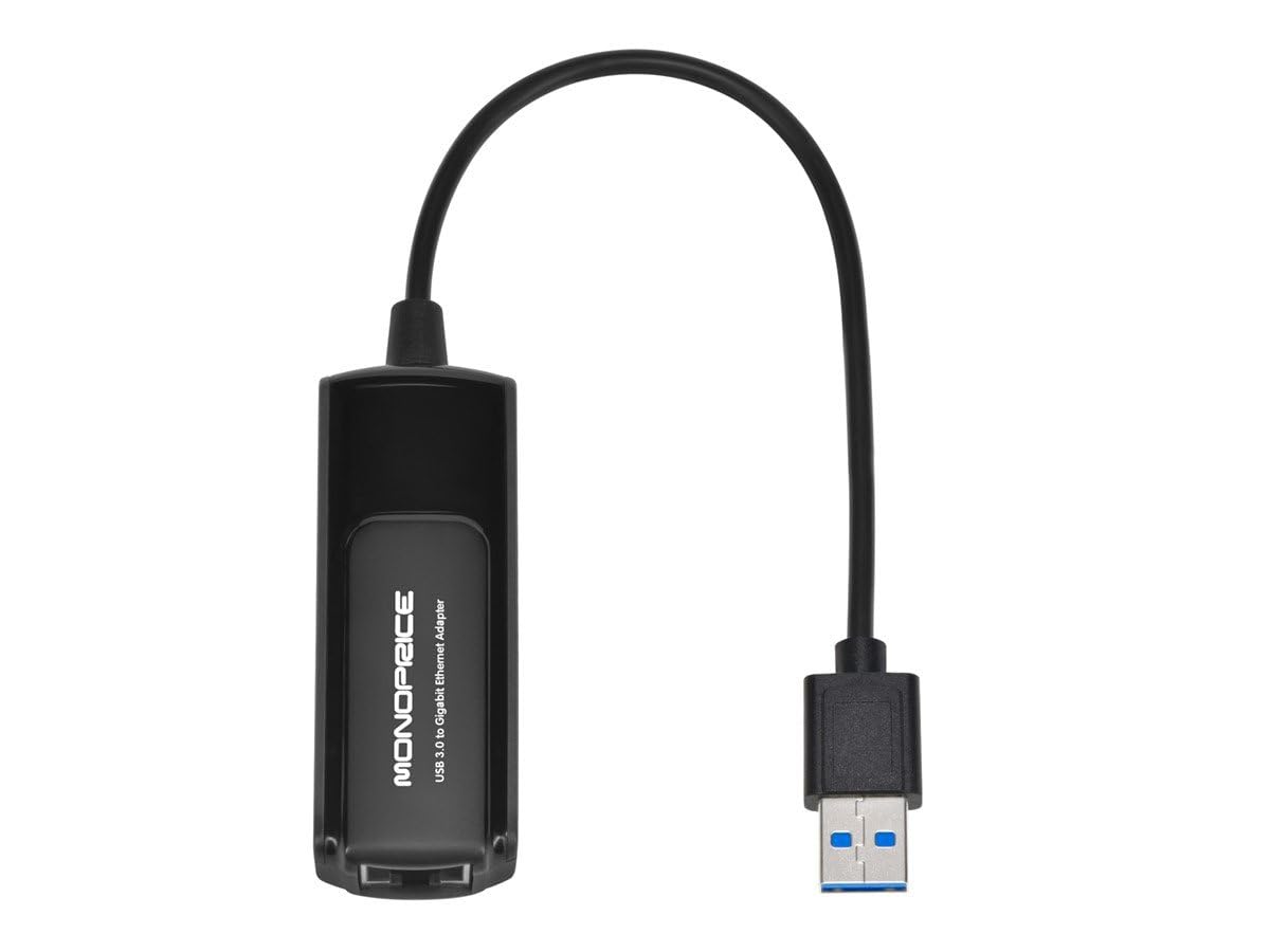 Monoprice USB 3.0 to Gigabit Ethernet Adapter, Supports 10/100/1000 Mbps Connections, Plug-N-Play, Compatible with Windows, MacOS, Linux, and Android