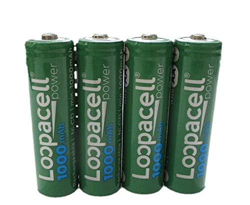 LOOPACELL 4 AA Rechargeable NiCD Battery, 1.2V 1000mAh High Capacity AA Batteries