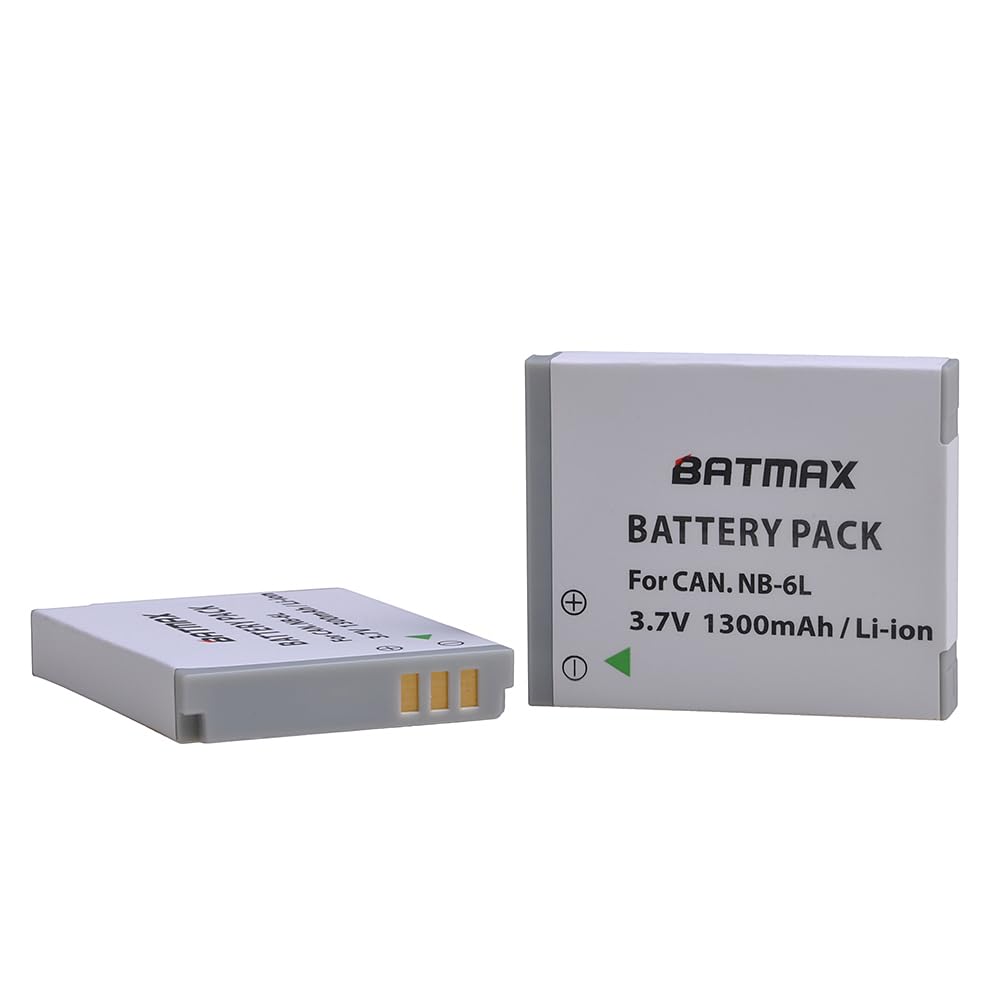 Batmax 2Pcs 1300mAh NB-6L NB 6L NB-6LH Battery + LCD USB Charger for Canon PowerShot S120, SX170 is, SX260 HS, SX280 HS, SX500 is, SX510 HS, SX520 HS